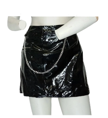 Fashion Nova Black Pleather Skirt – Large Size Women’s Faux Leather Mini Skirt