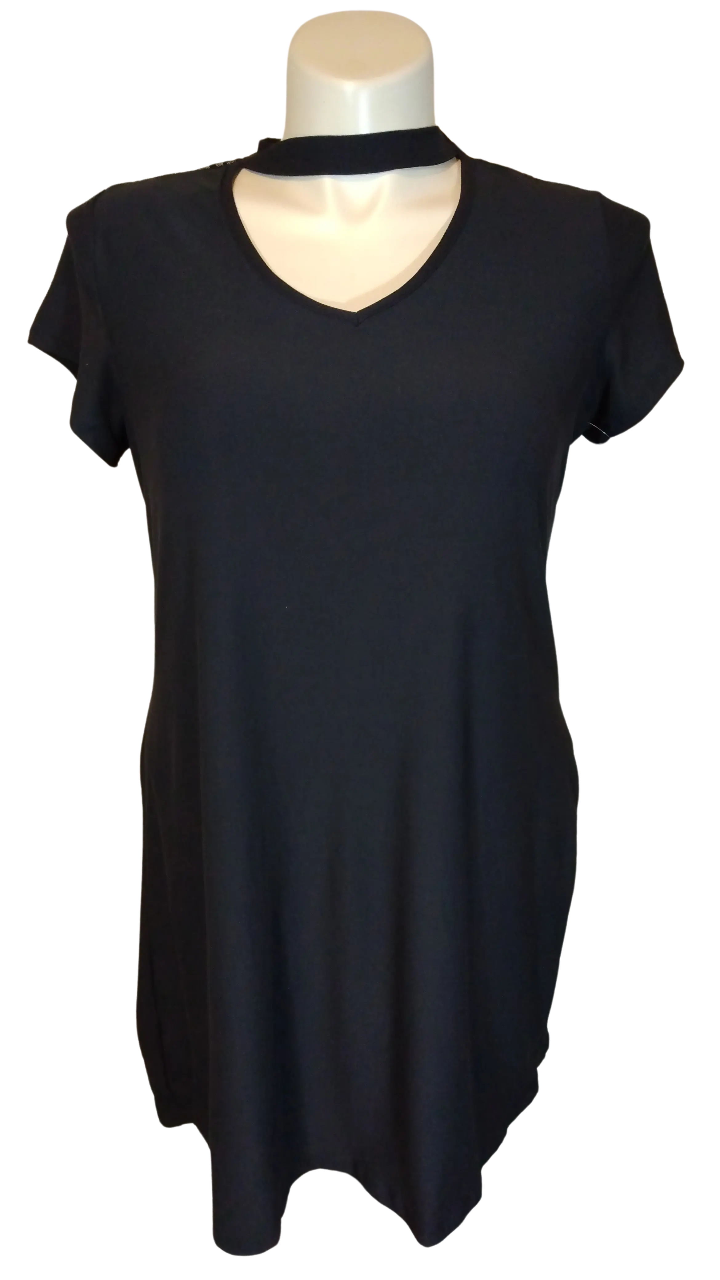 Just Be Women’s Black Short Sleeve Dress with Lace Accent, Size 2X