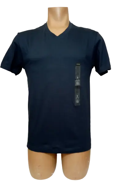 Alfani Men’s Navy Short Sleeve V-Neck Shirt, Size Small