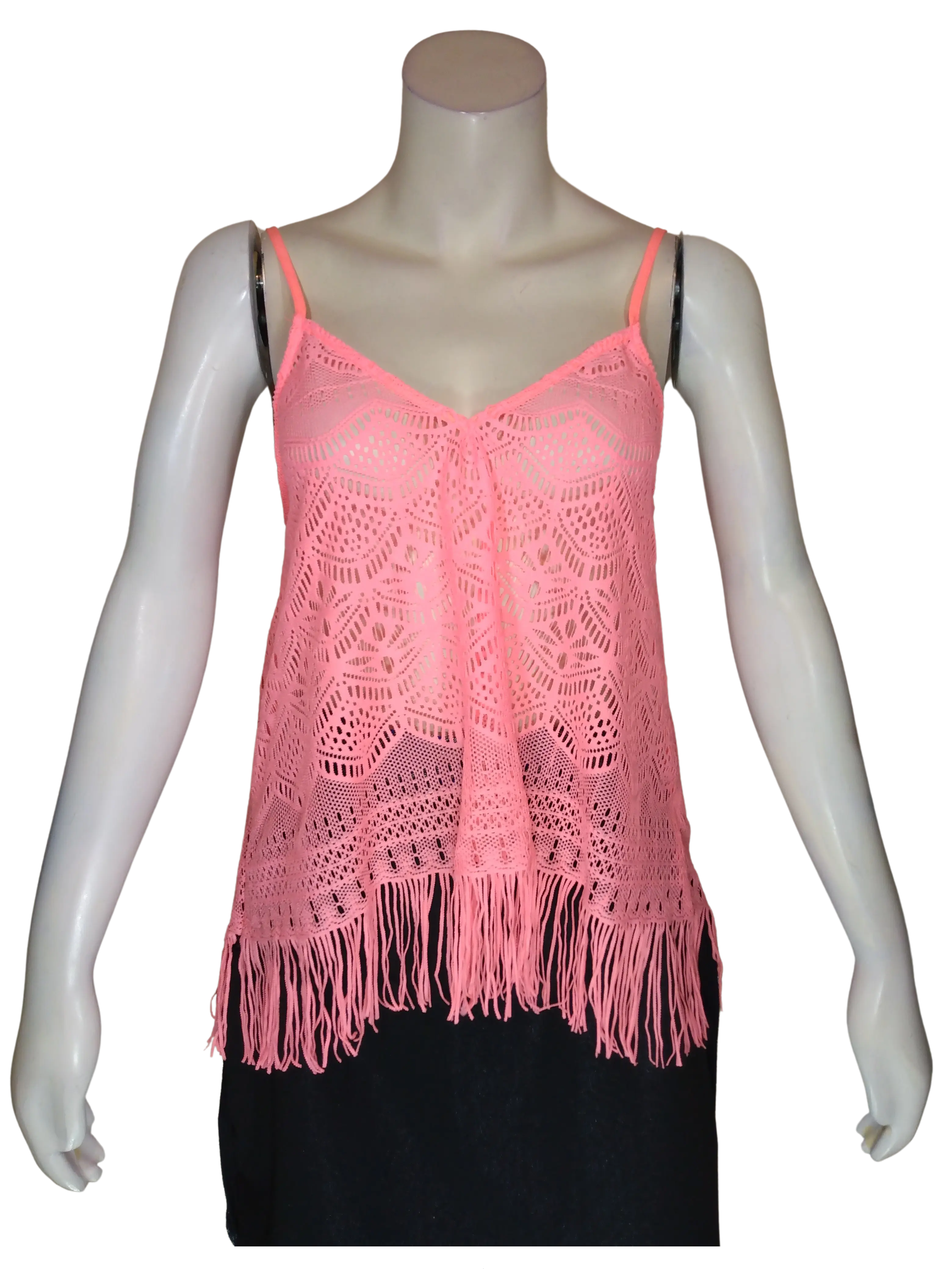 Rumor Boutique Women’s Bright Pink Mesh Top, Size Medium