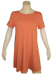 Zenana Orange Short Sleeve Dress with Pockets Large Size