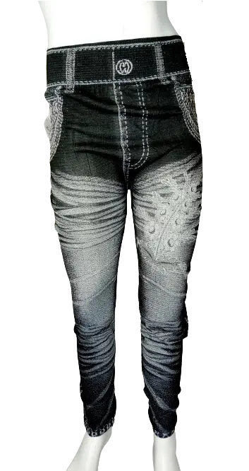 Chuns Girls’ Black/White Daisy Leggings, Youth OS