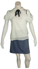 Diva General Collection White Off-Shoulder Sheer Top – Medium Size Girls’ 100% Polyester Lightweight Blouse