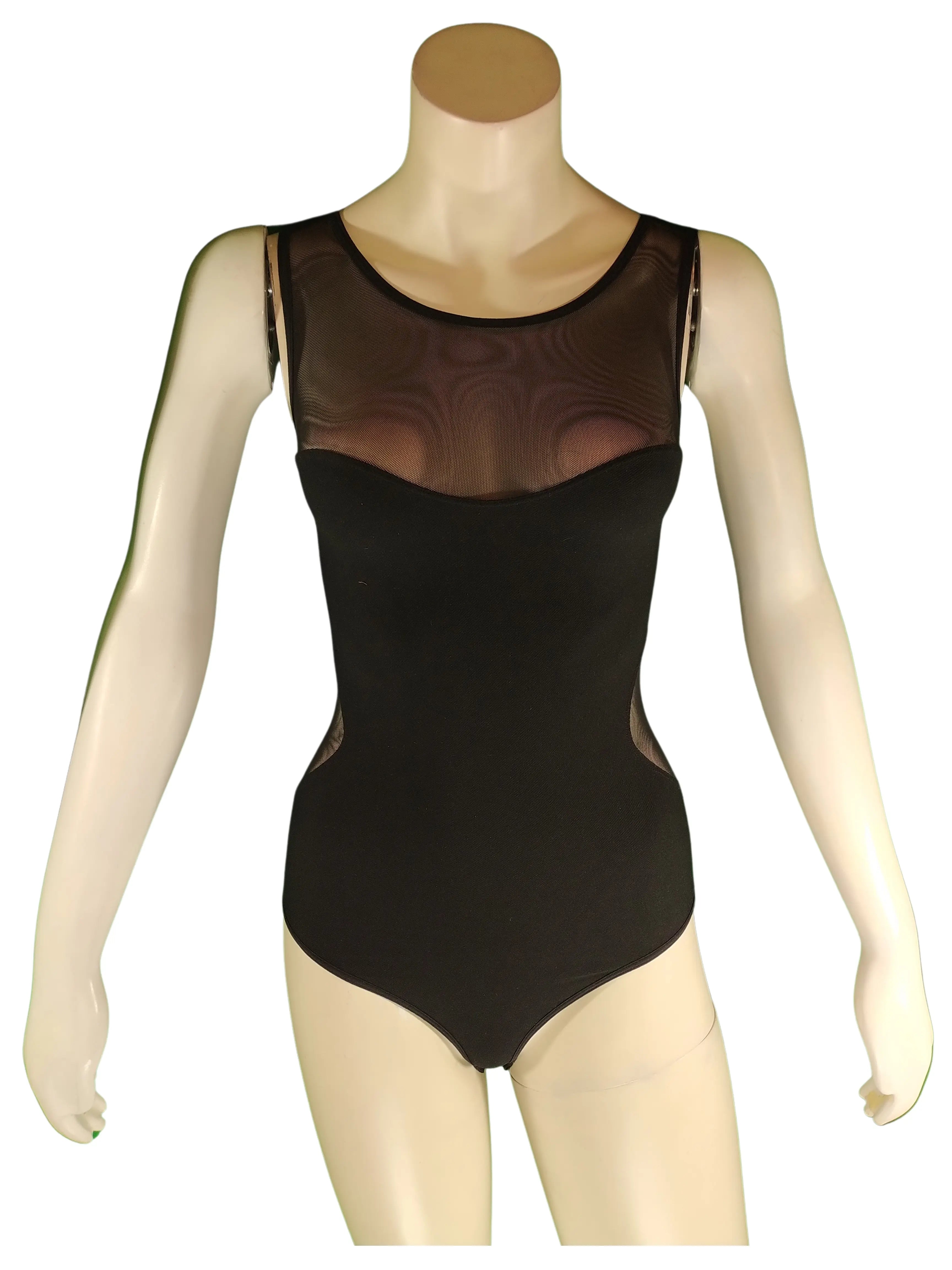 Bebe Women’s Black Sheer Leotard, Size Petite/Small