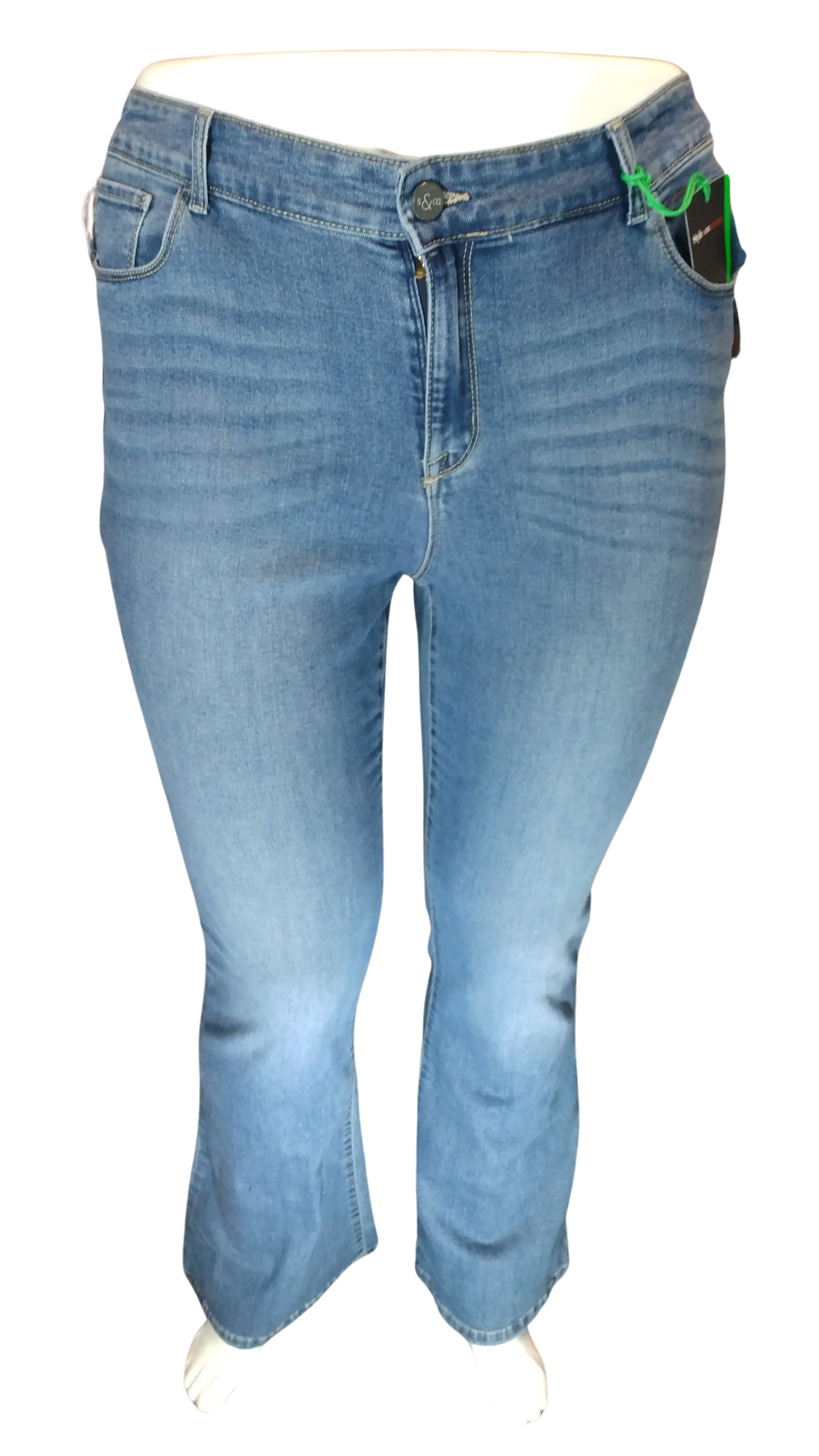 Style&Co. Women’s Denim Blue Mid Rise Flare Leg Jeans, Size 16W