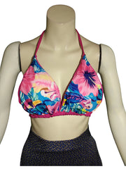 Diva General Collection Pink & Multi-Flower Padded Bra – Small Size, Soft Nylon-Spandex Blend