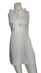 Minuet Women’s White Halter Dress with Ruffles, Size Small