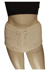 Girls cream crochet shorts