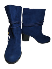 Simply Styled Women's Navy Ankle Tie High Heel Boot – Chic & Versatile, Size 8