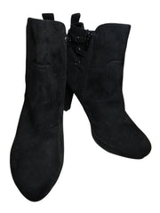 Metaphor Black Suede Boots with Side Zipper & Buckles | Women’s Size 11M | Trendy & Durable