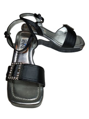 Stevies Black Wedge Sandals with Rhinestone Buckle | Women’s Size 13 | Elegant & Comfortable