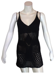 Call Me Eden Black Crochet Sheer Dress Women Medium