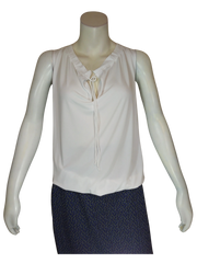 Premise White Top with Unfinished Neck Women Small