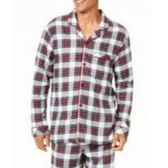 Family Pajamas Mens Cotton Knit Plaid Pajama Top Stewart Plaid