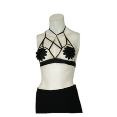 Emory Park Black Flower Sheer Bralette