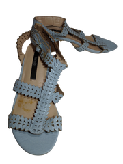 Kensie Light Blue Triangle Pattern Wedge Heel Sandals with Buckle