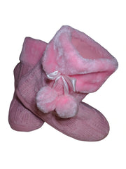 Aireefairee Pink Slipper Booties with Pompom | Women’s Medium | Cozy & Adorable
