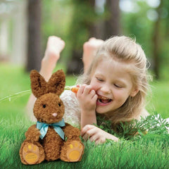 FAO Schwarz - Brown Plush Bunny with Orange Footpad and Blue Bow