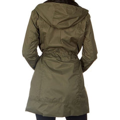 Yoki Olive & Black Stripe-Contrast Hooded Zip-Pocket Anorak