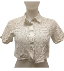 Naanaa White Lace Crop Top