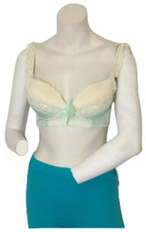 Aqua & Cream Woven Ribbon Push Up Bra