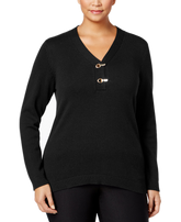 Charter Club Deep Black Henley Sweater