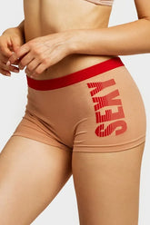 Sofra Ladies Seamless Boy Shorts Panties Comfy Underwear with SEXY Pattern