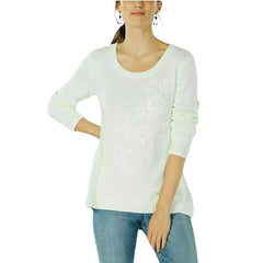 Style & Co. Winter White Embroidered Flower Sweater