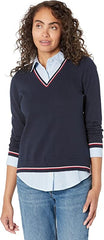 Tommy Hilfiger Sky Captain Geometric-Trim V-Neck Sweater