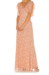 Divine Heritage Sweet Virginia Ditsy Maxi Dress in Pink size S