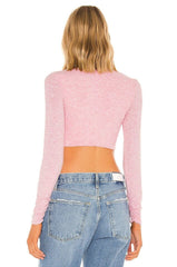 Lovers + Friends Edge Cropped Cardigan in Heathered Pink