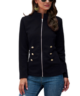 Romantichut Black & Gold Zip-Up Military Jacket