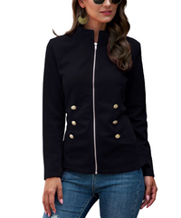 Romantichut Black & Gold Zip-Up Military Jacket