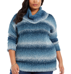 Style & Co. Plus Size Teal Ombre Cowl-Neck Sweater