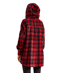 Luukse Red & Black Buffalo Check Hooded Button-Up Jacket