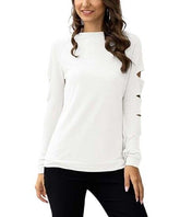 Chateau Amour White Sleeve-Cutout Sweatshirt