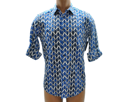 Alfani Hyper Blue Zig Zag Pattern Shirt Large