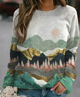 Knoeasy Mountain Landscape Long Sleeve Tee - Green & Gray