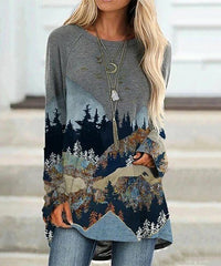 Gray & Navy Forest Landscape Tee size XXL