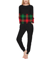 PixieLady Plaid Panel Sweatshirt & Black Joggers Lounge Set size XL