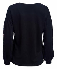 Kate C Floral Embroidered Bishop-Sleeve Top size S