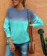 Baisico Gray Gradient Pocket Crewneck Pull over - Blue or Pink