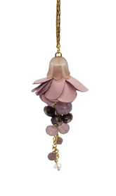 INC International Concepts Gold-Tone Purple Beaded Fabric Flower Necklace