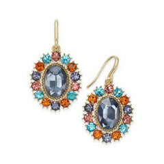Charter Club Gold-Tone Multi-Color Crystal Oval Earrings