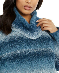 Style & Co. Plus Size Teal Ombre Cowl-Neck Sweater