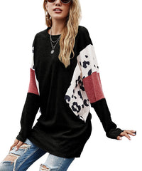 Floral Blooming Leopard Contrast Crewneck Tunic size XXL