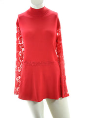 INC International Concepts Plus Size Lace Peplum Sweater in Real Red