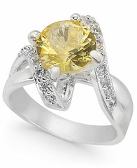 Charter Club Silver-Tone Crystal Bypass Ring