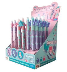 M&G "ADORABLE PET" Retractable Erasable Gel Pen 0.4mm Super cool BEAR shape clip Crystal Blue Ink (5 per pack)