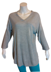 Karen Scott Smoke Grey Heather V-Neck Sweater